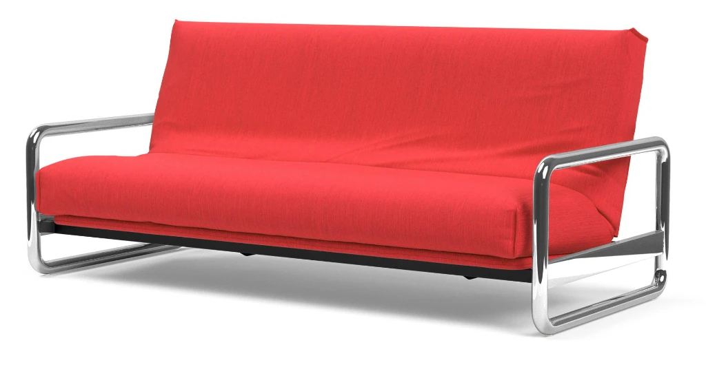 Lomira bäddsoffa, klädd i tyg 511 Elegance Red, som soffa